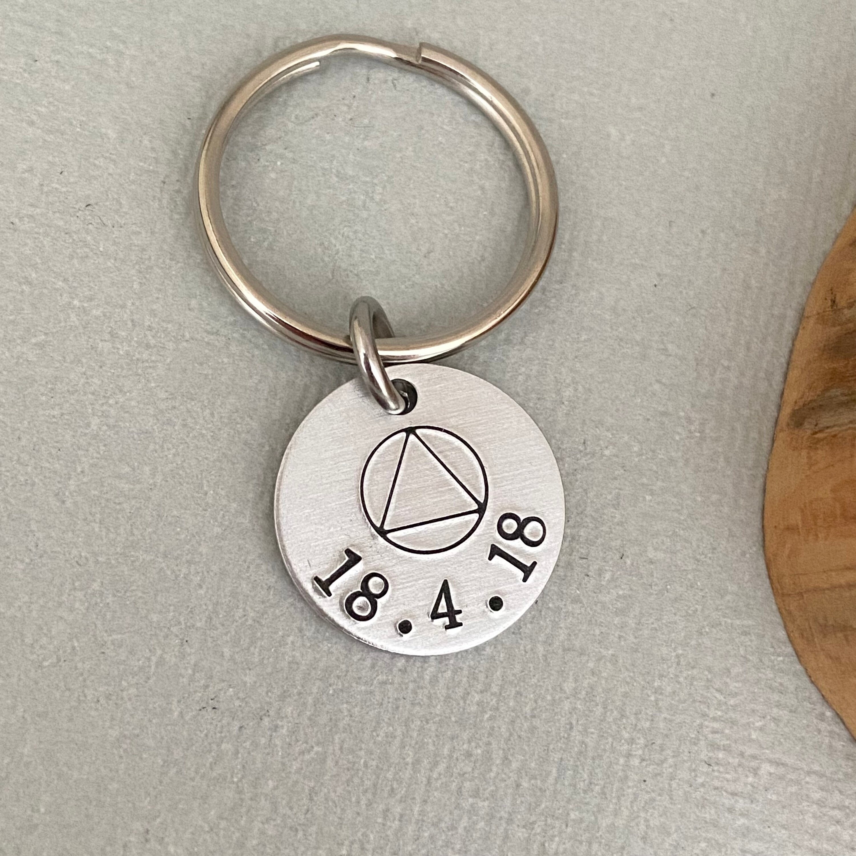 Aa Keychains Personalized Sobriety Keychain, Sober Date, AA Keychain, Date Keychain ...