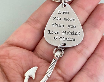Personalised Fishing Keychain, Gift for Him, Hook Keychain, Husband Gift, Men Keyring, Anniversary Gift, Fishing Lure, Boyfriend Gift