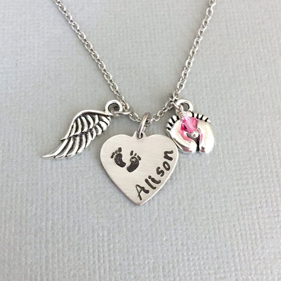 Remembrance Necklace, Miscarriage Jewelry, Loss of a Child, Handstamped