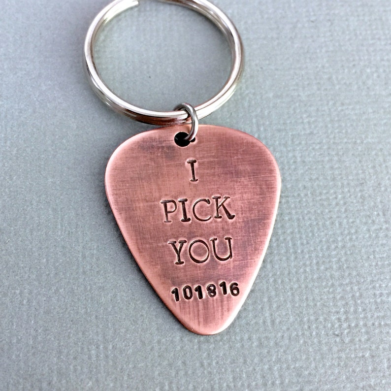 Double Sided Guitar Pick Keychain I Pick You Personalised Etsy Australia