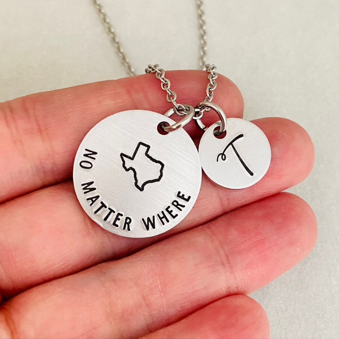 Personalise Long Distance Necklace States Necklace Farewell Etsy