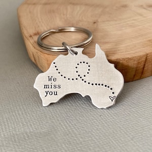 Personalisiertes Abschiedsgeschenk, Australien Karte Schlüsselanhänger, Umzugsgeschenk nach Übersee, Beste Freundin Geschenk, BFF Geschenk, Geschenk für Tochter, Mama Geschenk, Schwester