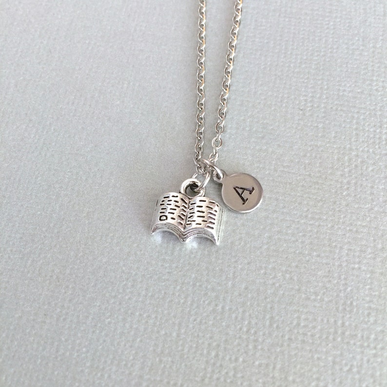 Personalized Dainty Book Necklace Book Charm Librarian Gift Etsy