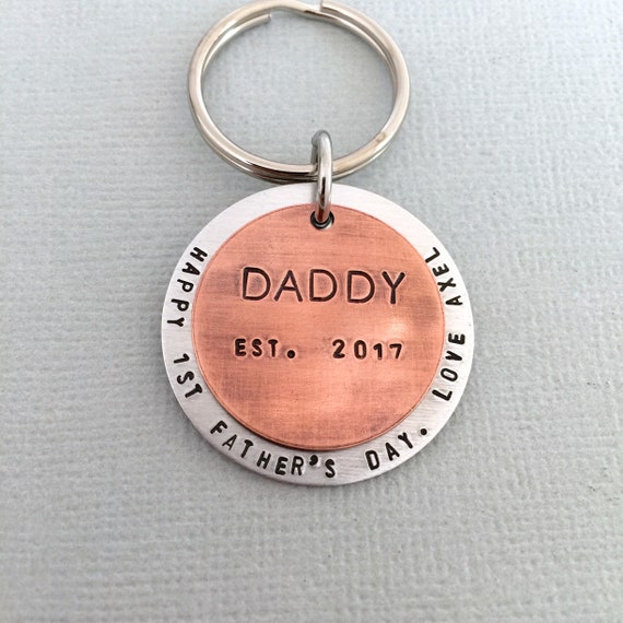 Download First Father S Day Keychain Gift For Dad Daddy Keychain Etsy