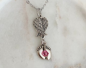 Custom Angel Wings Necklace, Mother of an Angel, Gift for Mum, Miscarriage Gift, Memorial Necklace, Loss of Infant, Baby Loss Gift
