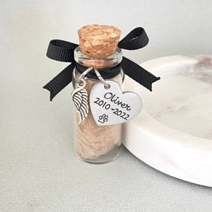 Personalised Pet Fur Memorial Jar, Loss of Pet Gift, Pet Fur Keepsake, Dog Cat Remembrance, Rainbow Bridge, Paw Print, Pet Ashes Jar