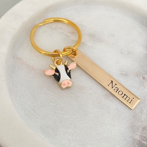 Personalised Cow Keychain, Farmer Wife Gift, Gift for Her, Cow Lover Gift, Pet Cow Keyring, Women Gift, Cattle Tag, Farm Keychain