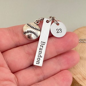 Personalised Softball Necklace, Softball Team Gift, Sports Necklace, Sports Number, Baseball Gift, Gift for Him, Gift for Her