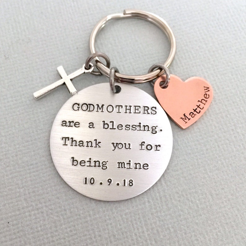 Gift for Godmother, Godmother Keychain, Godmother Are A Blessing, Gift from Godchild, Goddaughter Gift, First Communion Gift, Baptism Gift image 1
