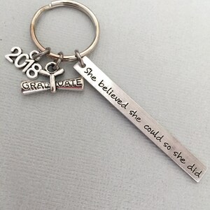 Double Sided She Believed She Could So She Did Keychain, Graduation Gift, Diploma Keychain, Class of 2017, High School, College Gift