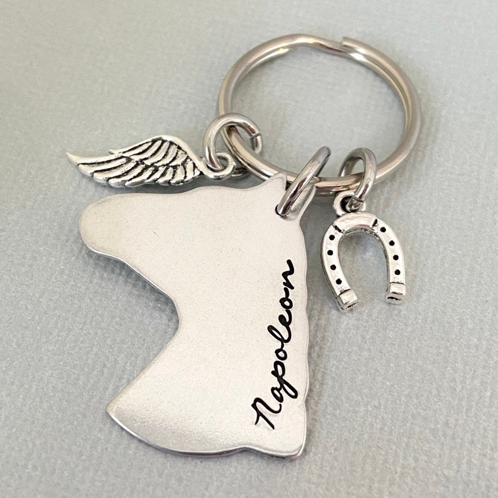 Personalised Horse Memorial Keychain Pet Keyring Horse Shoe Etsy