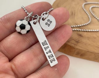 Personalisierte Fußball-Halskette für Jungen, Fußball-Mädchen-Halskette, Fußball-Halskette, Fußball-Team Geschenk, Fußballfan Geschenk, Sport Schmuck