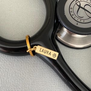 Gold Bar Stethoscope ID Tag, Silver Name Tag, Doctor Gift, Nurse Graduation Gift, RN Nurse, Veterinarian Gift, Vet Tech, Midwife Gift