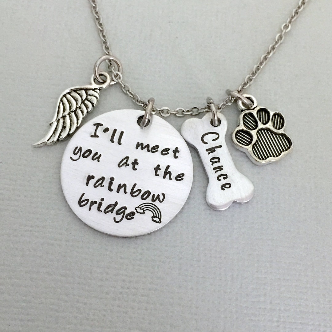 Personalized Rainbow Bridge Necklace, Pet Memorial Gift, Loss of Dog ...
