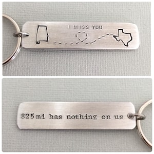Doppelseitiger State-to-State-Schlüsselanhänger, Ferngeschenk, Geschenk für Ihn, Geschenk für die beste Freundin, Valentinstagsgeschenk, Freund-Schlüsselanhänger, Geschenk für den Ehemann