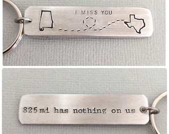 Double Sided State To State Keychain, Long Distance Gift, Gift for Him, Best Friend Gift, Valentine's Gift, Boyfriend Keychain, Husband Gift