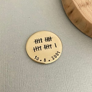 Double Sided 21 Year Golf Ball Marker, Brass Anniversary, Tally Mark, Gift for Him, Husband Gift, Gift from Wife, Valentines Day Gift