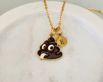 Personalised Poop Necklace, Funny Gift for Best Friend, BFF Gift, Sister Gift, Poop Emoji, Gag Gift, Friendship Gift, Poop Jewelry