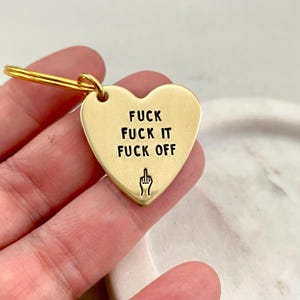 Double Sided Profanity Keychain, Middle Finger Keyring, Fuck Keychain, Fuck It, Fuck Off, Swearing Keyring, Best Friend Gift, Coworker Gift