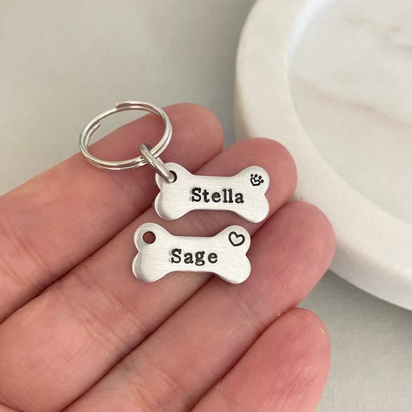 Tiny Bone Dog Tag, Puppy ID Tag, Pet Tag, Silver Tag, Light Weight, Size 10mm x 20mm