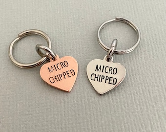 Mini Microchipped Pet Tag, Microchip Dog Tag, Cat Tag, Small Tag for Puppy, Collar Charm, ID Tag, Add On Tag, Cat Lover Gift, Pet Lover