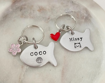 Mini Fish Cat Tag ID, Kitten Tag ID, Collar Tag, Puppy Tag, Kitten Tag, Small Dog Tag, Light Weight, Collar Accessory