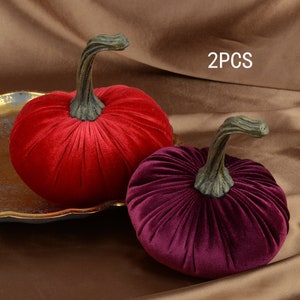 red velvet pumpkins,2 pieces,wine red pumpkins,fall wedding decoration,home decor,chic,autumn decorations,fall centerpiece,wedding pumpkin