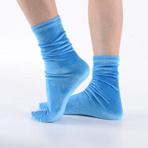 Blue Velvet Socks: Handmade Soft Women&#39;s Socks