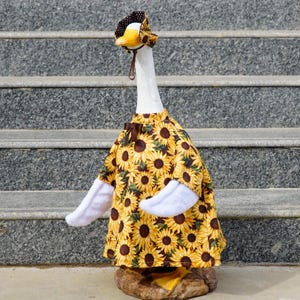 sunflower goose dress for large 23&quot; to 28” goose or duck,goose outfit fits concrete and plastic goose,goose clothes with wing and bonnet