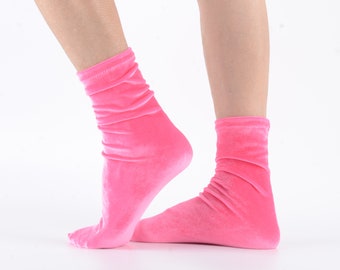 rose pink velvet socks,women socks, handmade velvet socks,soft socks,gift for her,socks for womens