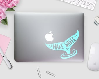 Naklejka winylowa z ogonem syreny: Naklejka na laptopa „Make Waves”