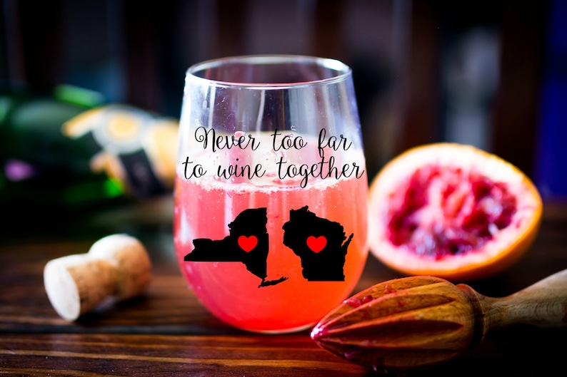 Never Too Far To Wine Together, Best Friend Wine Glass, Best Friend Gift, Long Distance Best Friend, Best Friend Long Distance, Wine Tumbler image 4