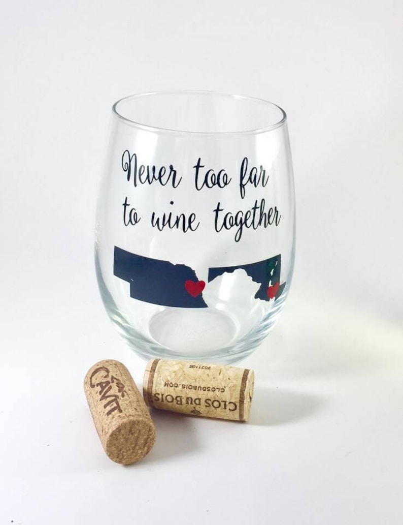 Never Too Far To Wine Together, Best Friend Wine Glass, Best Friend Gift, Long Distance Best Friend, Best Friend Long Distance, Wine Tumbler image 7