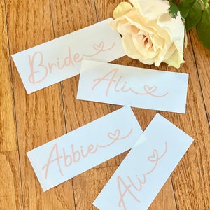 Name Decal, Bridesmaid Proposal, Wedding Favors, Labels, Bridesmaid Proposal Box, Maid of Honor , Heart, Bridal Party Gift Tag ,Handwritten