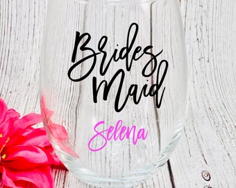 Bridal Party Wine Glass, Bridesmaid Gift, Bachelorette Party, Bridal Party Gift, Bridesmaid Proposal, Personalized Wedding Party Wine Glass
