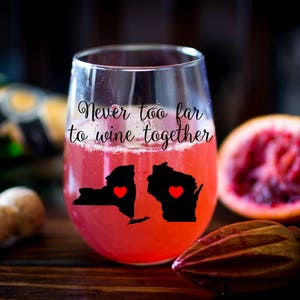 Never Too Far To Wine Together, Best Friend Wine Glass, Best Friend Gift, Long Distance Best Friend, Best Friend Long Distance, Wine Tumbler image 5