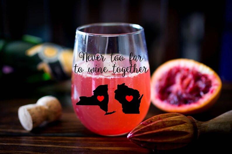 Never Too Far To Wine Together, Best Friend Wine Glass, Best Friend Gift, Long Distance Best Friend, Best Friend Long Distance, Wine Tumbler image 5