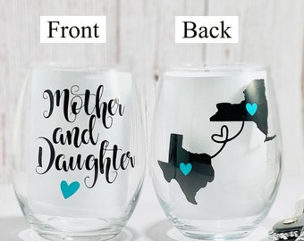 Like Mother Like Daughter Wine Glass, Mothers Day Wine Glass, Mothers Day Gift, Never Too Far, Mom Birthday, Daughter Birthday, Graduation