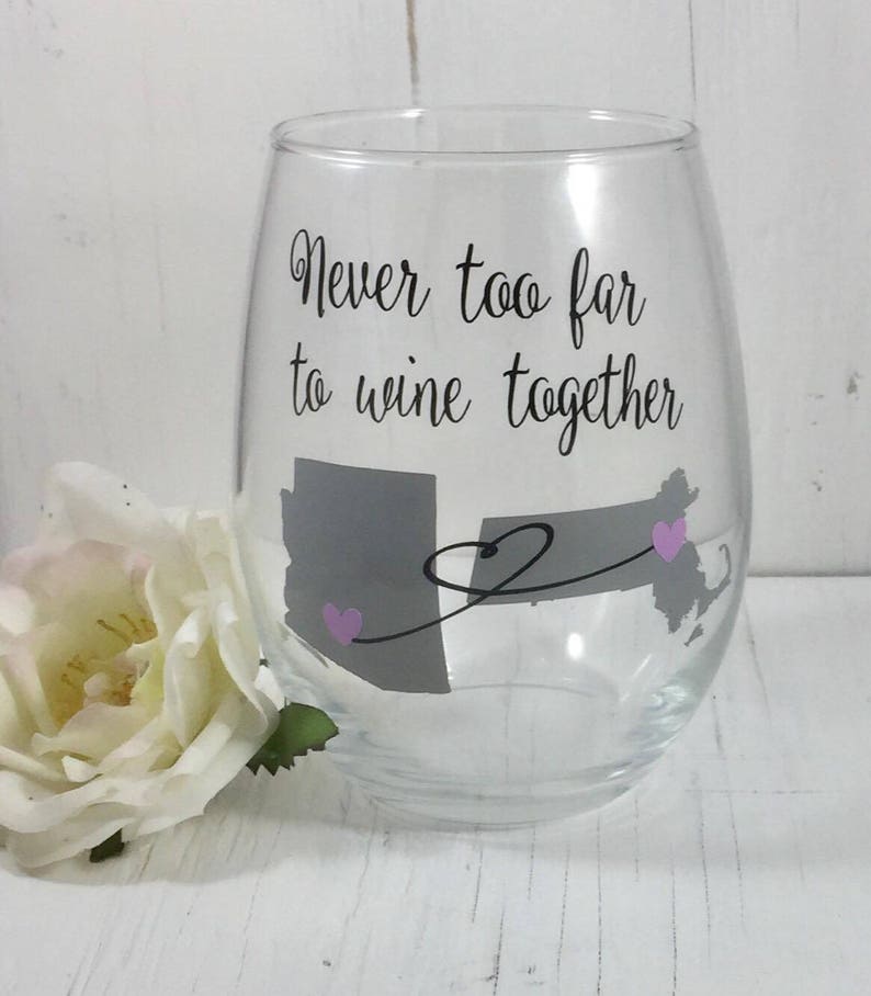 Download Never Too Far To Wine Together Best Friend Wine Glass Best | Etsy
