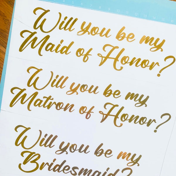 Proposal Box vinyl decal STICKER, Will you be my bridesmaid, maid of honor, honour, Wedding party, gift box, Handwritten, Chrome