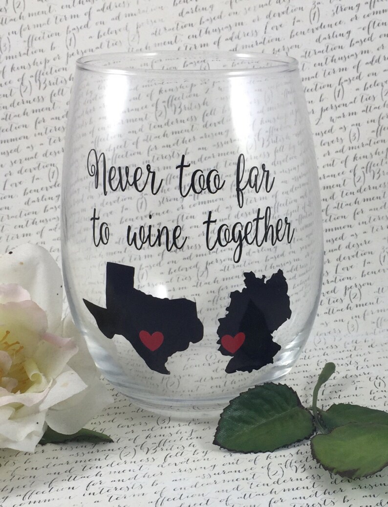 Never Too Far To Wine Together, Best Friend Wine Glass, Best Friend Gift, Long Distance Best Friend, Best Friend Long Distance, Wine Tumbler image 3