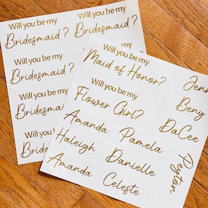 Proposal Box Decal, Will you be my Bridesmaid Decal, Custom Name Decal Sticker , Personalized Name Decal, Maid of Honor, Best Man, Groomsman