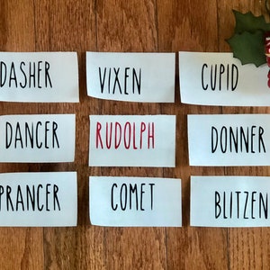 Reindeer Names Rae Dunn Inspired Reindeer Decals DIY Reindeer Stickers Farmhouse Christmas Decals Christmas DIY