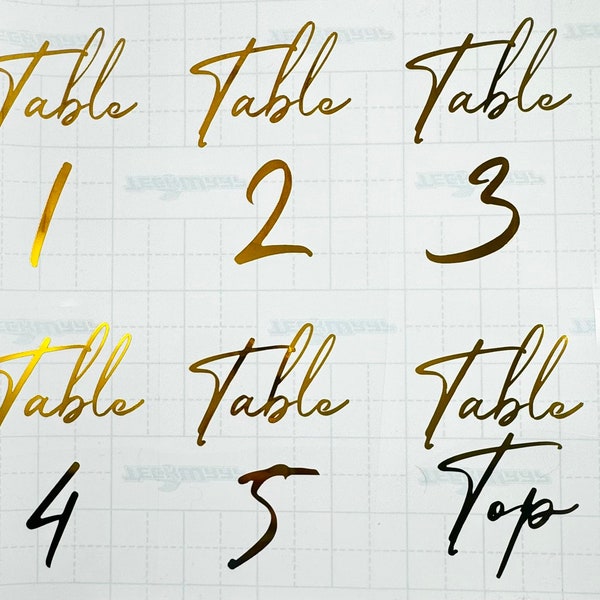Table Number Sticker, Wedding Reception Vinyl Decal Numbers, Chrome, Metallic, Table Sign, Wedding Decor, Party Decor