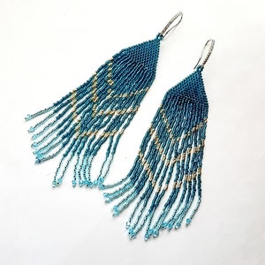 Long, dangling earrings with fringes, Boho style