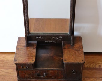 Beautiful Antique Japanese Kyodai Vanity - Geisha Tansu With Mirror From Meiji Period (1868-1912) | Antique Japanese Vanity with mirror