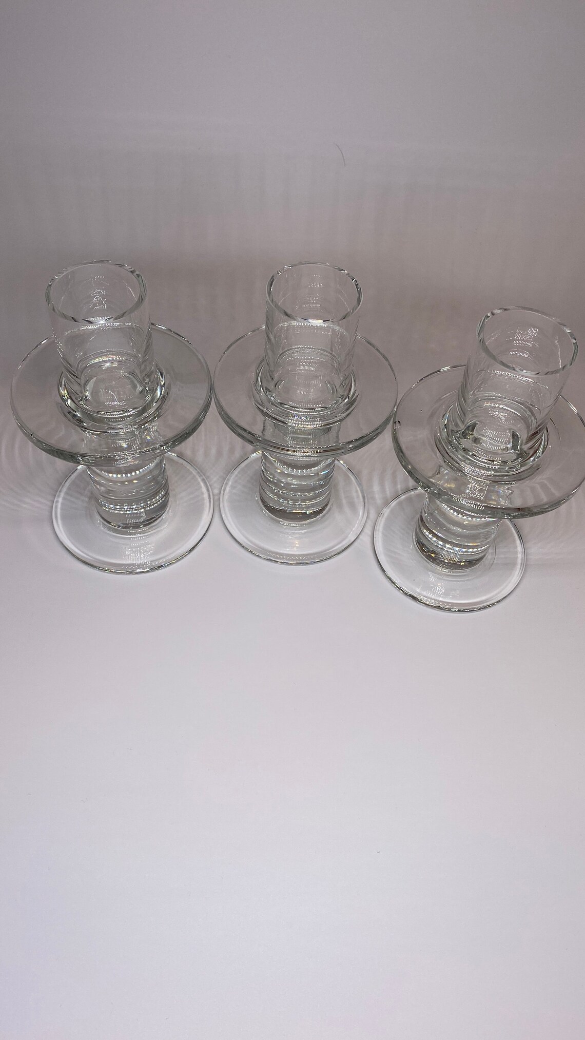 Vintage Set of 3 Krosno Poland Crystal Glass Candle Holder Etsy