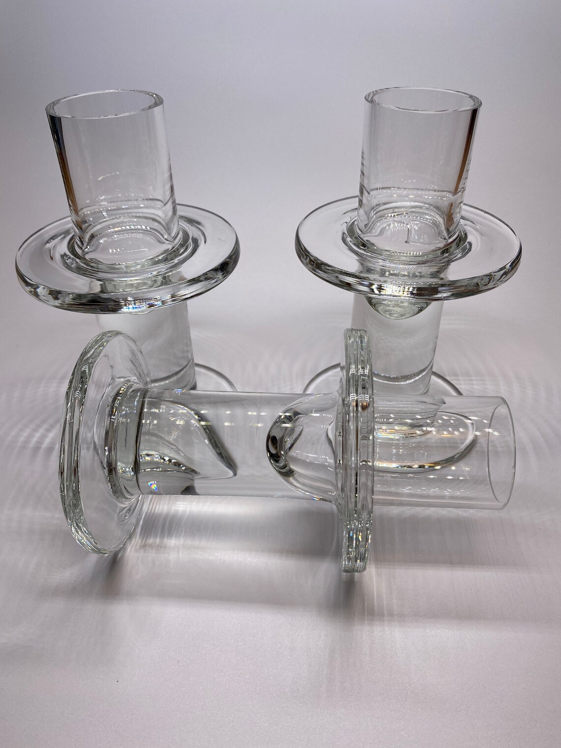 Vintage Set of 3 Krosno Poland Crystal Glass Candle Holder Etsy