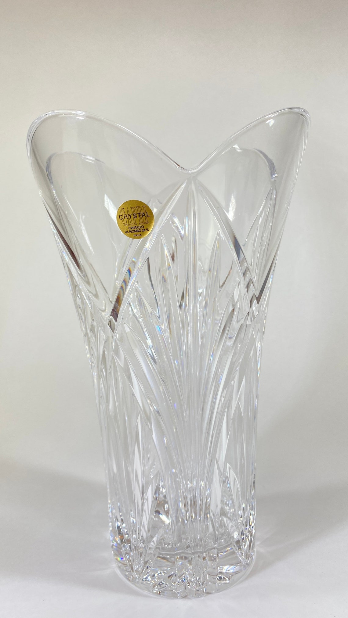 Vintage Capri 24 Lead Clear Crystal Vase Made in Italy Etsy