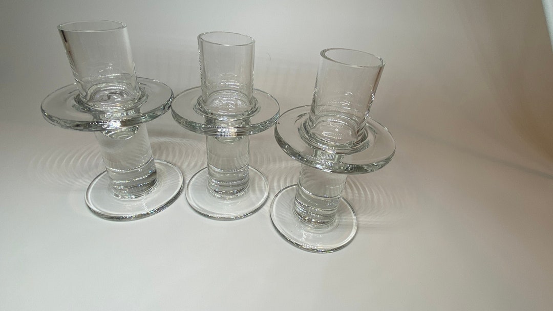 Vintage Set of 3 Krosno Poland Crystal Glass Candle Holder Etsy